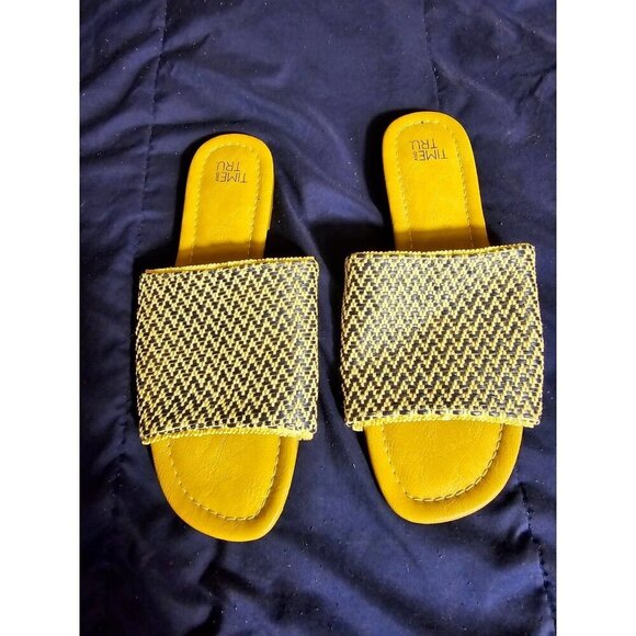 Time And Tru Navy Slides Sandals Womens Trendy Size 9 - Picture 1 of 3